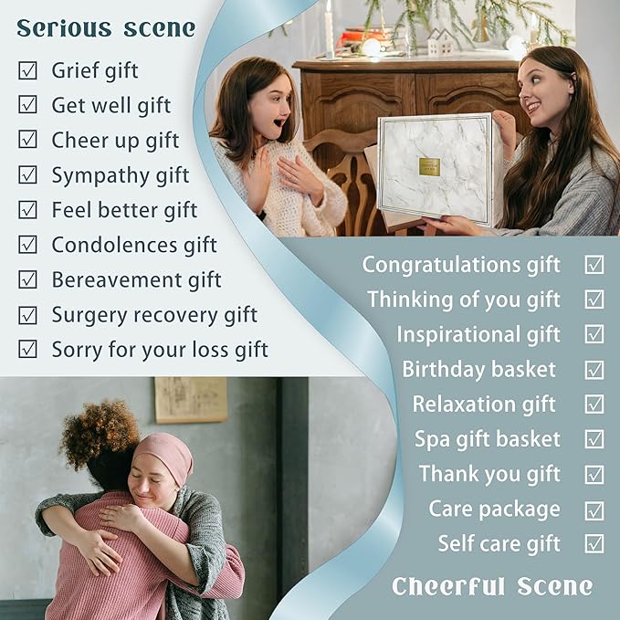 Get Well Soon Gift Baskets For Women,12PC Get Well Gifts for Women After Surgery,Birthday,Care Package,Grief,Sympathy Gifts,Condolences Gift Basket (cerulean)