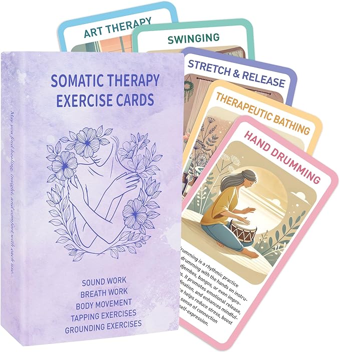 Somatic Therapy Coping Skill Cards for Nervous System Regulation, 50 Somatic Psychotherapy Exercises Cards for Trauma Healing, Emotional Regulation Self Care Anxiety Stress Relief Cards