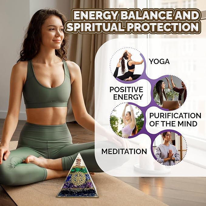 Tourmaline Orgone Pyramid – Anxiety Relief & Energy Shield – Handcrafted Orgone Generator with Tourmaline, Amethyst, Lapis Lazuli & Malachite – Meditation Altar Décor & Gift