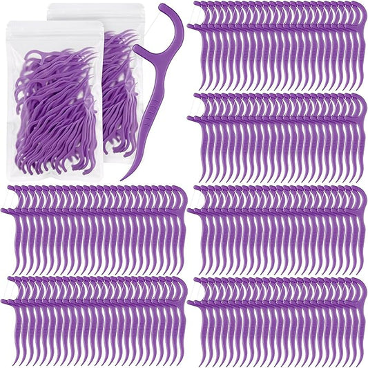 Baderke 600 Count Floss Picks Bulk Dental Flossers Picks for Adults Non Breakable Tooth Picks Flossers Teeth Cleaning Dental for Family Pack Travel(Dark Purple)