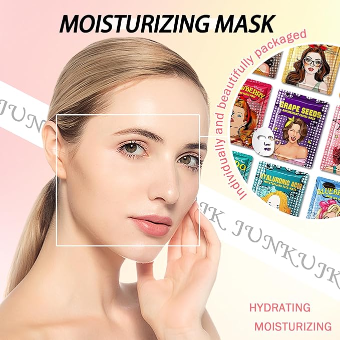 9PCS Hydrating Facial Sheet Mask,Moisturizing Face Masks Skincare Gift Set,Long Lasting Face Mask Skin Care & Facial Mask Kit for All Skin Types 13