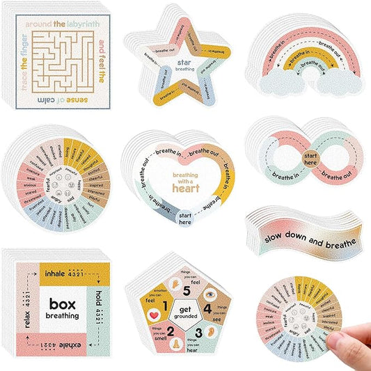 Libima 72 Pieces Anxiety Sensory Stickers Textured Stickers Fidget Mindfulness Sticker School Counselor Supplies Adult Sensory Items Anxiety Relief, 9 Styles(Morandi Color)