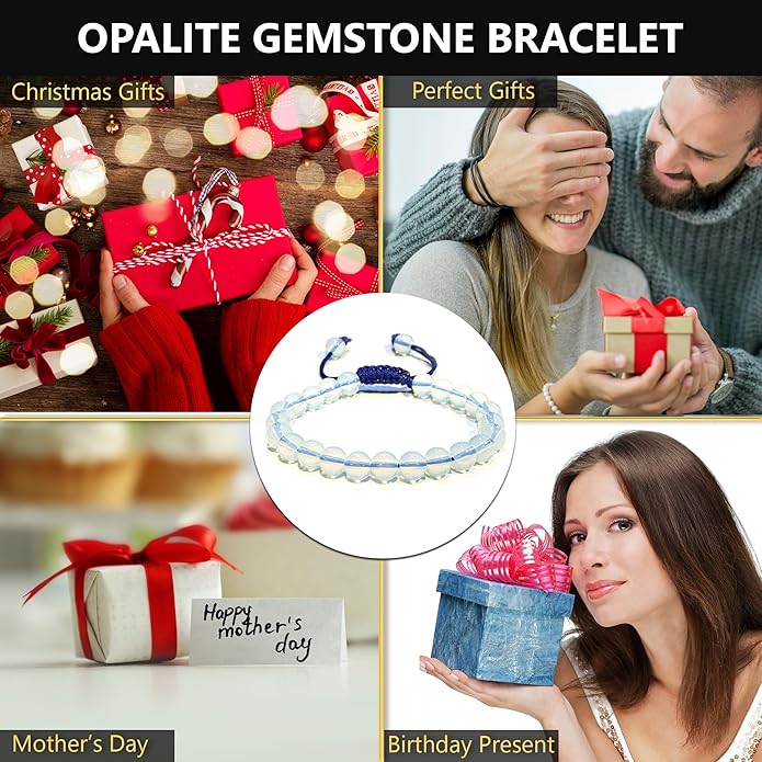 Energy Protection Crystal Handmade Adjustable Bead Bracelet Perfect for Men, Women’s Gift - Gemstone Healing Stretch Bracelet Pulsera Para Hombre Mujer Stocking Stuffer