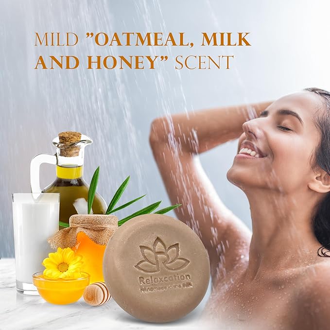 100% Natural Goat Milk Soap Bar with Real Raw Honey and Coconut Oil and Olive Oil - Mild and Soft Cold Process Soap Bar Handmade in USA (Goat Milk Honey)