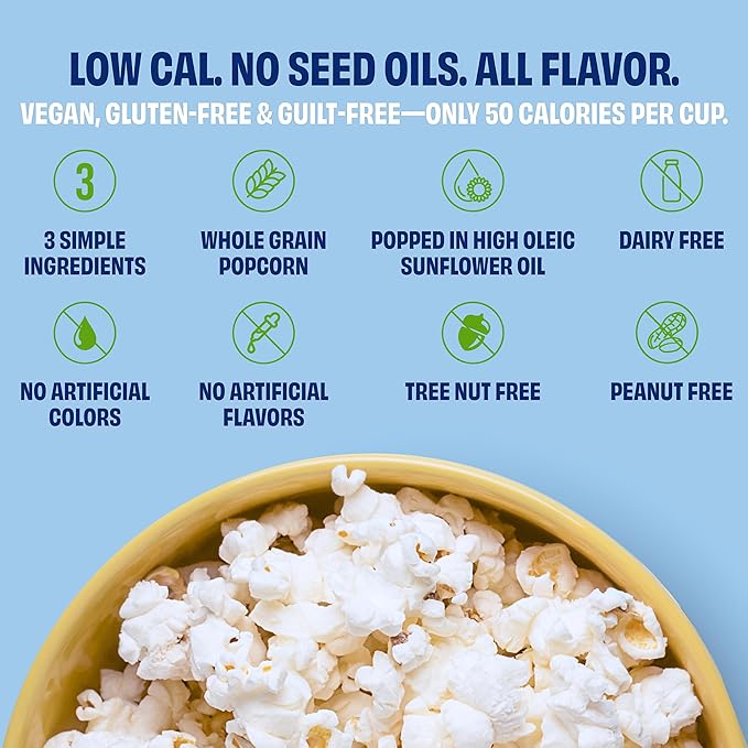 Poptime Gourmet Popcorn Snack Bags – Sea Salt Popcorn Bags, Healthy Snack Popped With Heart-Healthy Avocado Oil, Crunchy, Gluten Free, Vegan, Low Calorie, Kosher, Non-GMO - 4.5 oz - Pack 4