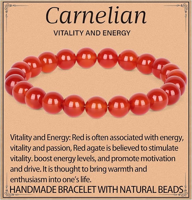 LPBeads Handmade Natural Gemstone Stretch Elastic Bracelet Healing Crystal Round Stone Beads Jewelry Gifts for Women Men