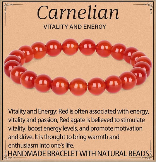 LPBeads Handmade Natural Gemstone Stretch Elastic Bracelet Healing Crystal Round Stone Beads Jewelry Gifts for Women Men