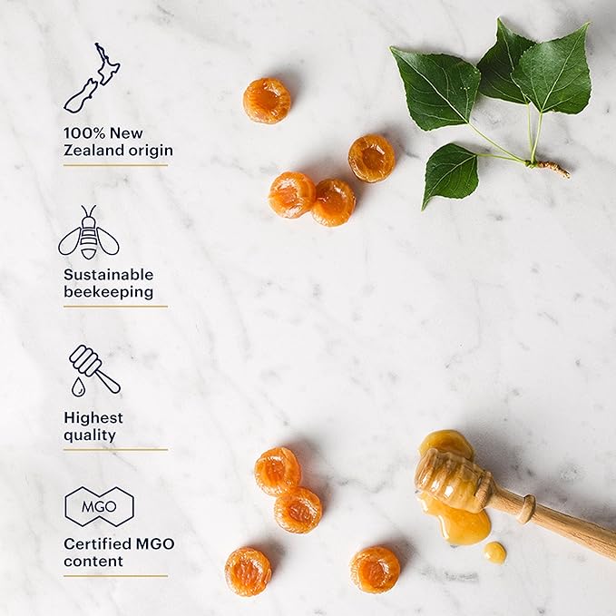 Manuka Health Manuka Honey Lozenges – 15 Propolis Lozenges – Natural Throat Lozenges Infused with Raw Manuka Honey, New Zealand Propolis and Vitamin C for Immune Support