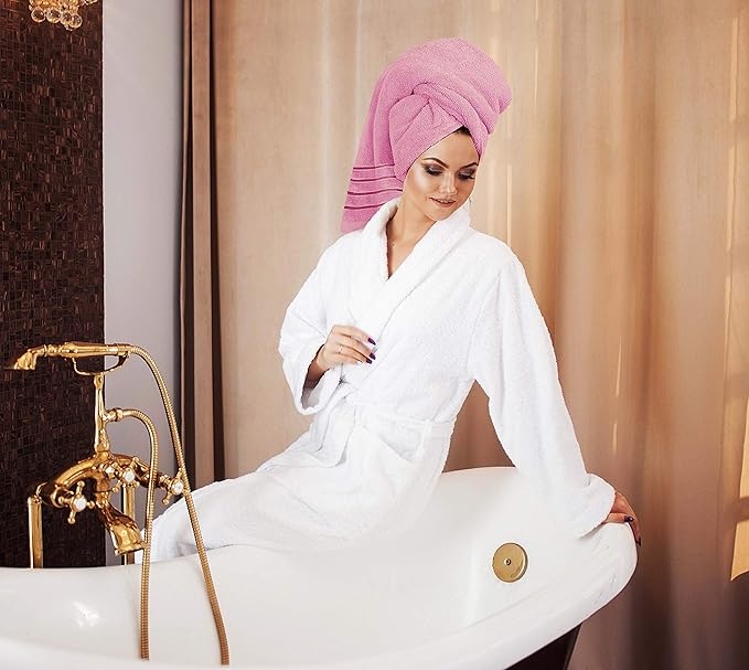 Utopia Towels 8 Piece Luxury Towel Set, 2 Bath, 2 Hand, and 4 Wash Cloths, 600 GSM Ring Spun Cotton, Highly Absorbent Viscose Stripe Towels, Ideal for Everyday use, Pink