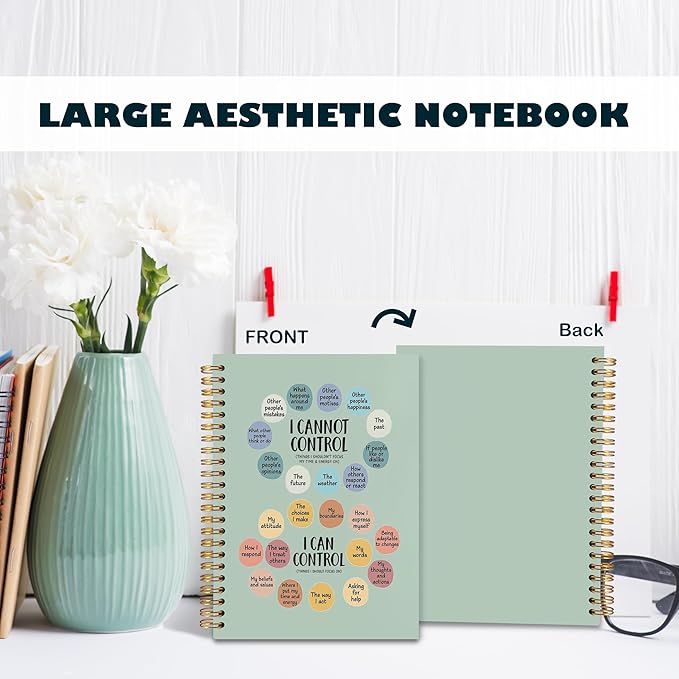 BearCake Notebook Journal, Blue Floral Notebook for Women,Journal for Women, Aesthetic Office Supplies Hardcover Spiral Notebook 5.5x8.3 644