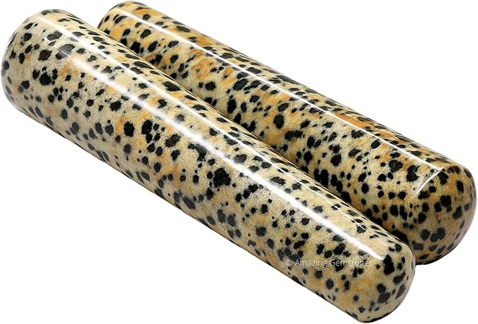 Amazing Gemstone Dalmatian Jasper Crystal Wand Massage Stick - Pelvic Wand Gua Sha for Adults - Crystals and Healing Stones Massage Wands for Adults Gifts (Smooth)