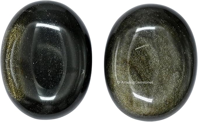 Amazing Gemstone Golden Sheen Obsidian Crystals and Healing Stones - Large Palm Stone Crystals Piedra - Crystal for Good Luck, Positive Energy, Meditation - Unique Stocking Stuffers, Gifts for Women