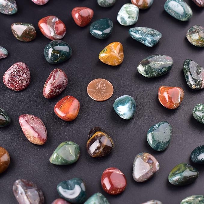Ocean Jasper Healing Crystal Stone Set - 24 Pieces, 0.6" Natural & Polished Stones for Healing, Meditation, Reiki, Chakra, Crafting & Decoration