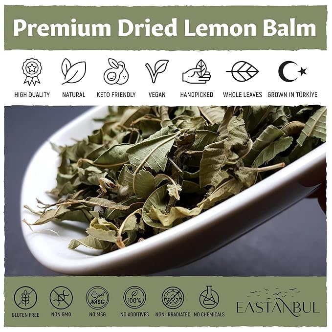 Eastanbul Lemon Balm Leaf, 1.4oz Lemon Balm Tea Loose Leaf & Pure, Melissa Tea, Te De Toronjil Morado, Dried Herb, Natural, No Caffeine, Natural, Vegan, Non GMO