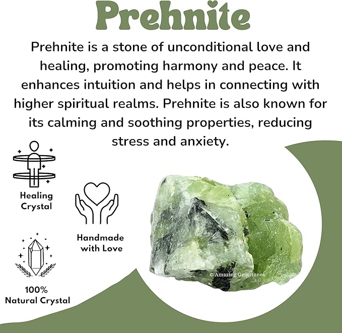 Amazing Gemstone 2 Pieces Prehnite Raw Crystals and Healing Stones, Natural Rocks for Tumbling and DIY Raw Stones and Crystals