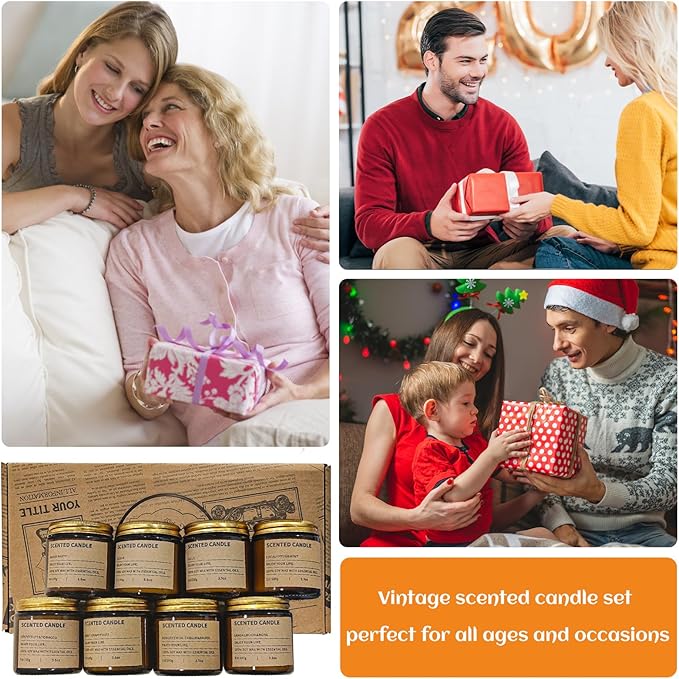 8 Pack Scented Candles Gift Set,Candle Gift for Women, Candle for Home Scented，Perfect Candles Gifts Set for Women, Mum Gifts, Birthdays, Weddings, Christmas, Yoga, Bath