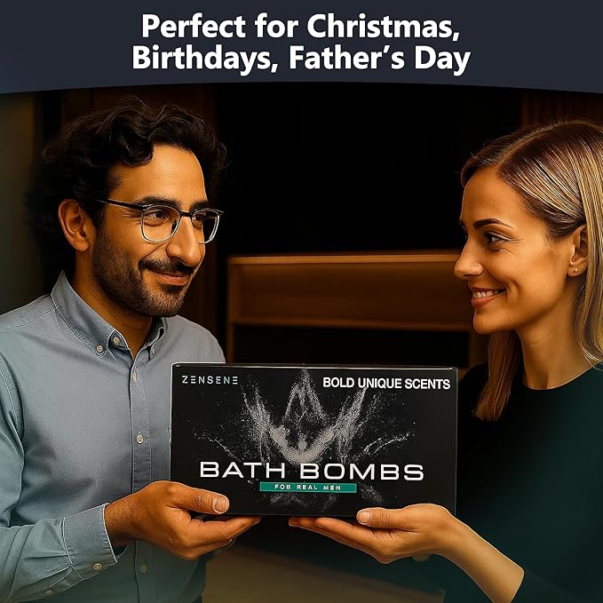 Bath Bombs for Men - Gift Set of 18 Strong Scented Handmade Natural Bath Bombs of 2.5 oz w/Essential Oils, Unique Manly Strong Scents, for Boyfriend, Husband, Father - 18 Pack