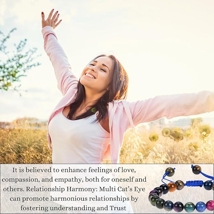 Energy Protection Crystal Handmade Adjustable Bead Bracelet Perfect for Men, Women’s Gift - Gemstone Healing Stretch Bracelet Pulsera Para Hombre Mujer Stocking Stuffer