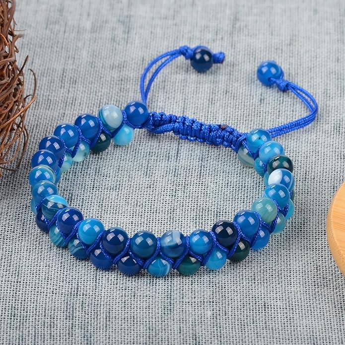 MASSIVE BEADS Double Layer Natural Chakra Healing Power Crystals Macrame Bracelet Yoga Stone Beads Gemstone Meditation Relax Anxiety Bangle for Unisex Women Men