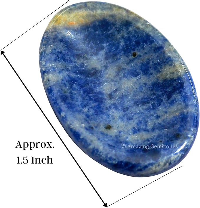 Amazing Gemstone Sodalite Worry Stone Crystals and Healing Stones - Worry Stones for Stress Relief Gifts - Piedra Crystal Fidget for Meditation, Calming, Relaxation