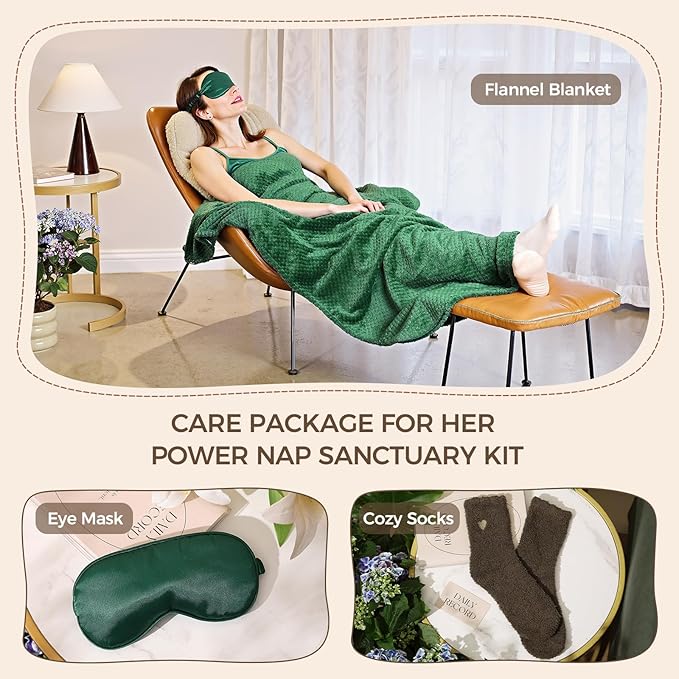 Self Care Gift Basket for Women Birthday Relaxing Spa Set Gifts with Luxury Flannel Blanket Sympathy Care Package Get Well Soon Thinking of You for Mom Wife Sister Best Friend Grandma