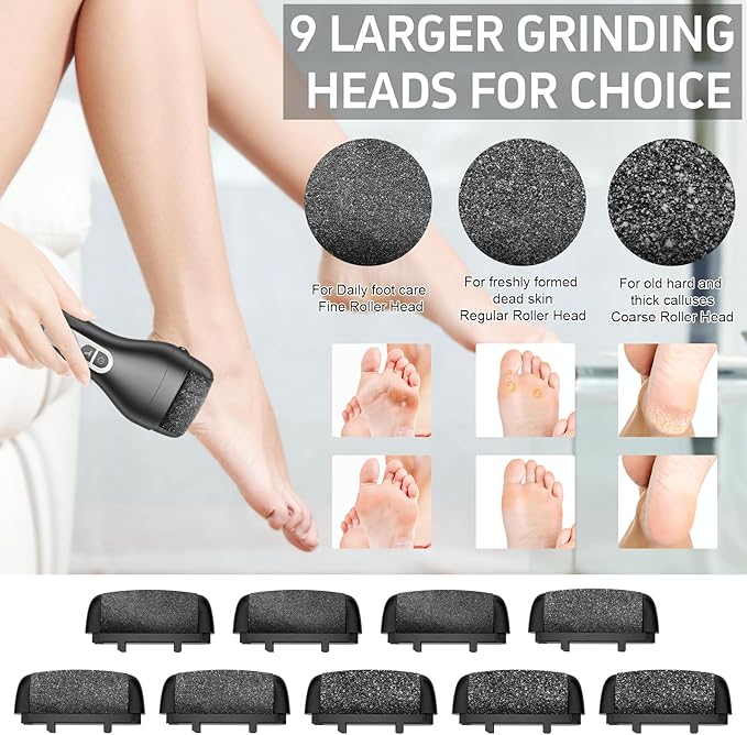 Electric Callus Remover for Feet,Rechargeable Electronic Foot File Pedicure Tools,Professional Waterproof Foot Scrubber File,Portable Pedi Feet Care for Cracked Heels &Dead Skin with LCD Display