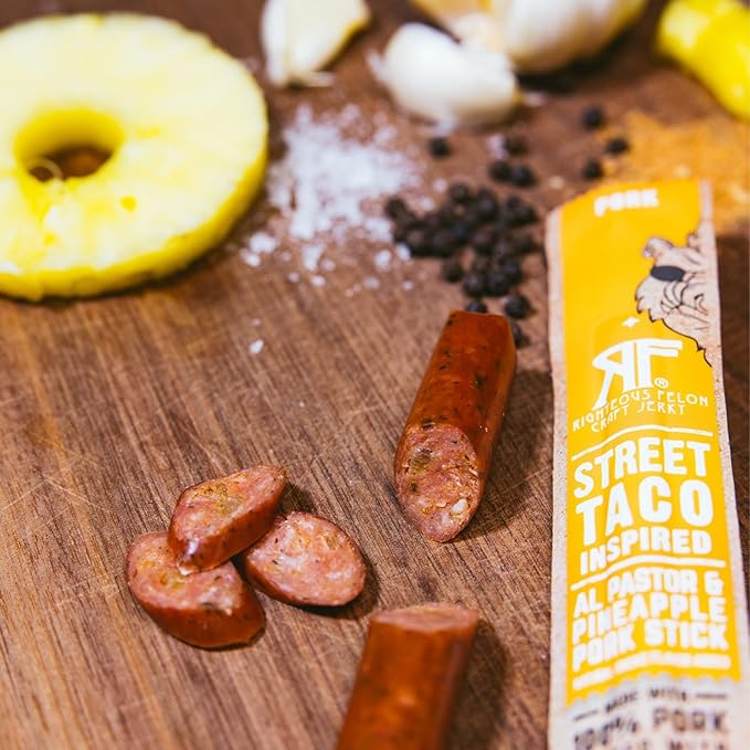 Righteous Felon Meat Sticks | 100% Pork Sticks | Gluten Free & Keto Meat Sticks | Low Sugar & High Protein Pork Sticks | Healthy Snack for Adults | Jerky Gifts for Men | Street Taco, 24 Pack