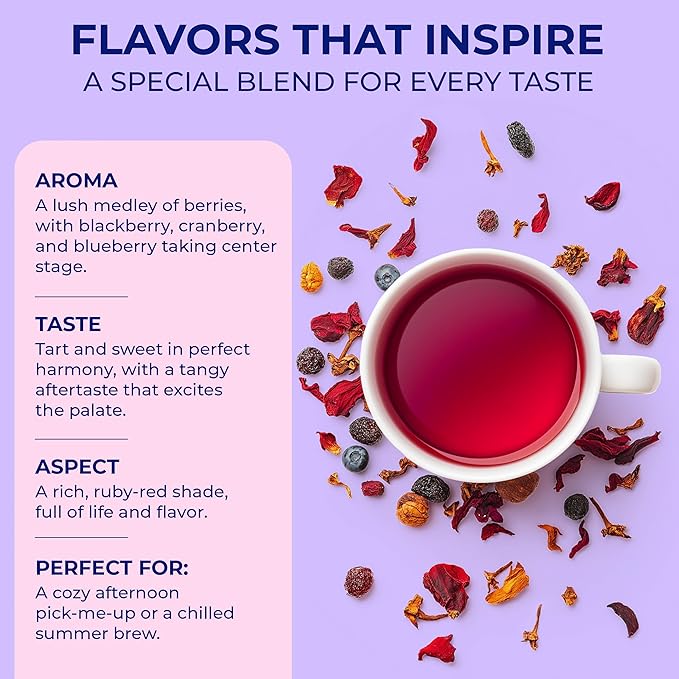 Katy’s® Berrylicious Loose Leaf Tea | Hibiscus, Blueberry & Cranberry | Fruity Herbal Tea | Caffeine-Free Fruit Tea | Cold Brew or Hot | 30+ Cups | Antioxidant-Rich | Woman-Owned | 3oz Pouch