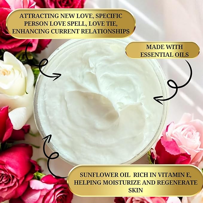 Love Spell Body Butter – Sensual Natural Moisturizer with Shea Butter, Vitamin E & Sunflower Oil | Aromatherapy Skincare for Soft, Radiant Skin, Self-Love & Attract Love Rituals