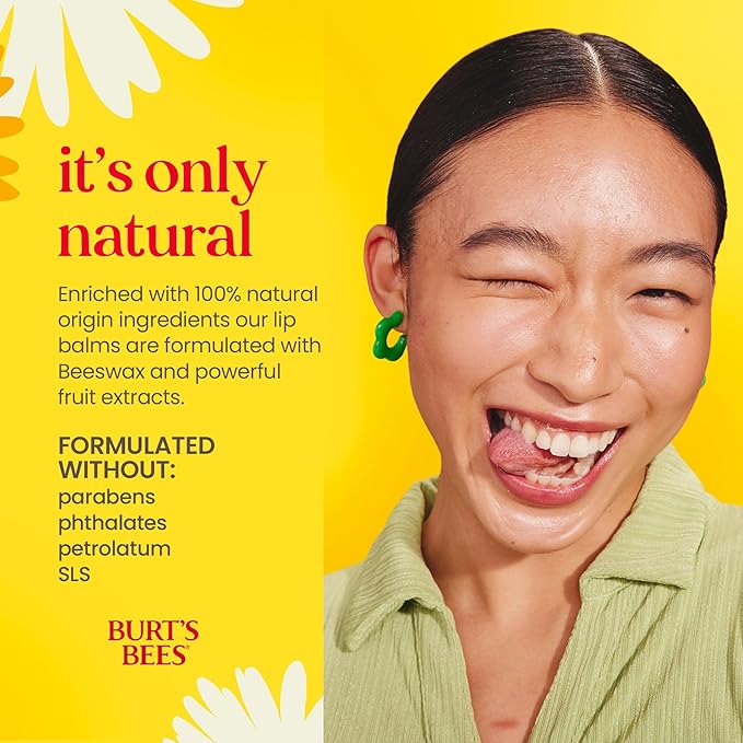 Burt's Bees You're the Balm Lip Balm Pack, With Beeswax, Wild Cherry, Watermelon and Vanilla Bean Flavors, With Responsibly Sourced Beeswax, Tint-Free, Natural Origin Lip Treatment, 4 Tubes, 0.15 oz.