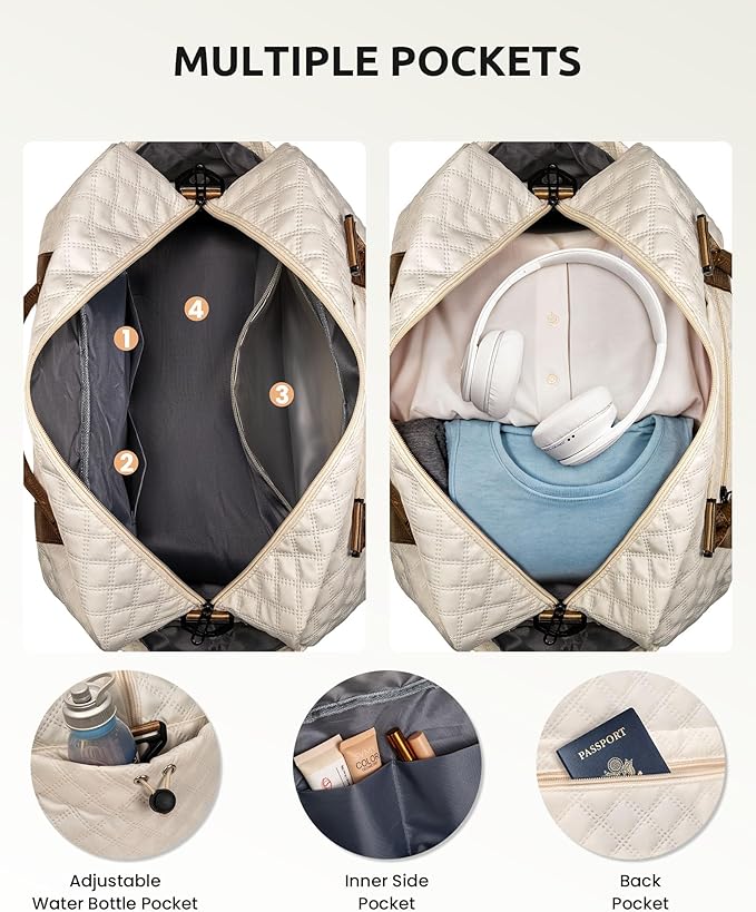 Gifts for Mom-Initial Duffle Bag with Shoe Compartment, Personalized Weekender Bag, Monogram Overnight Bag, Letter Travel Bag with Makeup Bag，Personalized Gifts Idea for Women Her (Letter F)