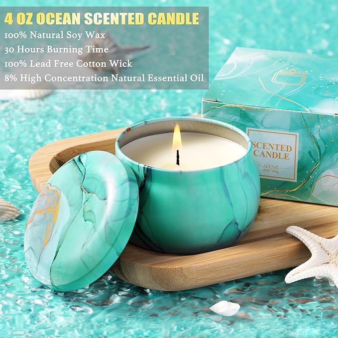 Birthday Gifts for Women, Self Care Get Well Soon Gift Baskets, Mothers Day Happy Birthday Gifts for Mom Her Friends Sister Wife Girlfriend, Ocean Relaxing Spa Care Package w/Blanket 40 OZ Tumbler