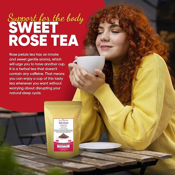 Greenhilltea Premium Dried Rose Petals - Caffeine Free Rose Tea - Edible Flowers for drinks, Baking, Desserts, Cocktails, Wedding Toss & Herbal Tea Infusions - 4 OZ