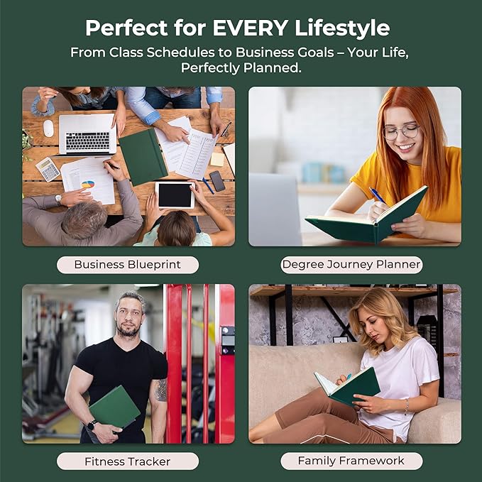 IN-LUXPRO Weekly Monthly 2026 Planner (Jan.26-Dec.26),11.5"x8.5",12 Months Agenda Plan with Month Tabs & Pocket,Expenses/Note Pages, Appointment Book Calendar with Hardcover Vegan Leather Cover,Green