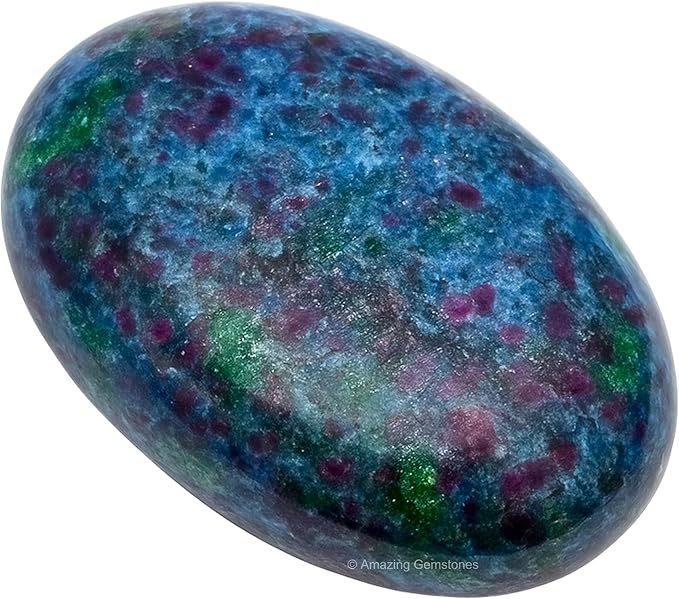 Amazing Gemstone Ruby in Kyanite Palm Stone - Massage Worry Stone for Natural Body Chakra Balancing, Reiki Healing and Crystal Grid