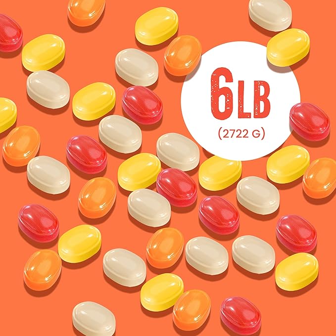 Assorted Fruit Hard Candy Individually Wrapped by Cambie, 6 lbs of Halloween Candy Bulk with a Deliciously Sweet Hard Exterior with a Soft, Decadent Filled Center