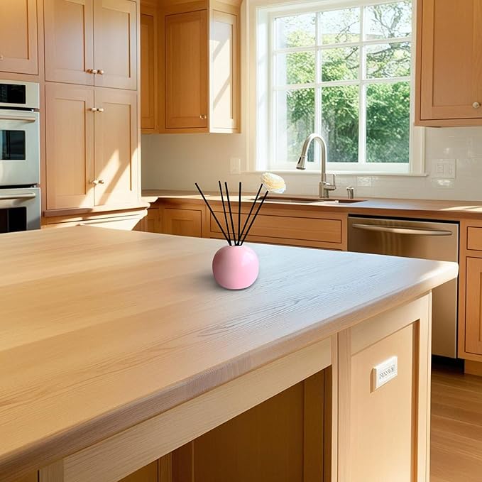 Ceramic Reed Diffuser for Home, Ampure Rose Fragrance (2X Stronger, 4 to 6 Months of Usage) in a Scent Bowl - 5 Natural Fiber Reed Sticks & Decorative Flower Set, Office Decor, Eco-Friendly