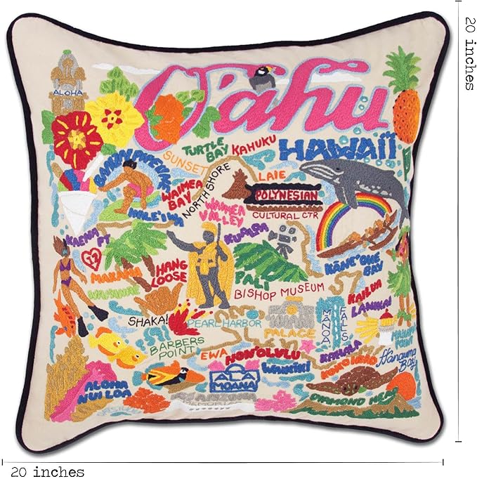 Catstudio Oahu Embroidered Decorative Throw Pillow