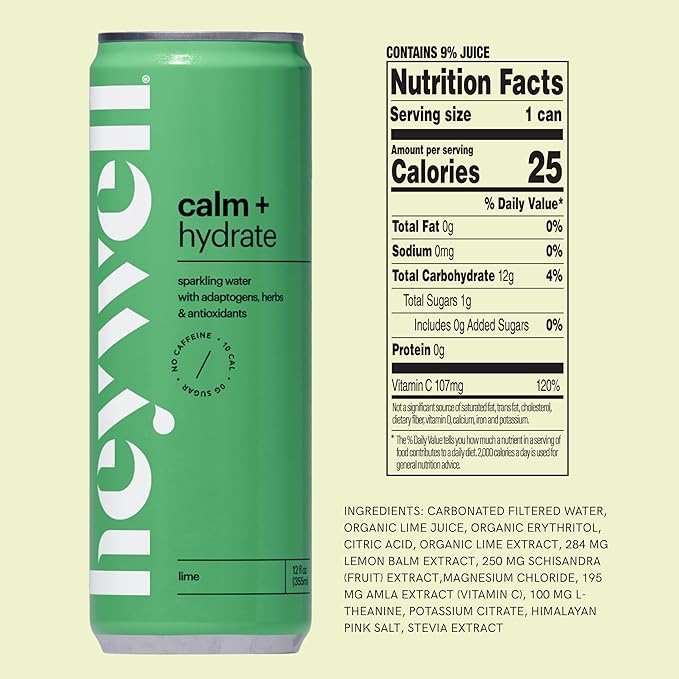 Heywell Sparkling Adaptogenic, Trial Pack, 12 Fluid Ounce (Pack of 6) - Organic, Non GMO, Vegan, Gluten Free, Dairy Free