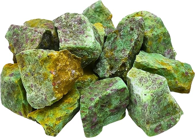 Amazing Gemstone 2 Pieces Ruby Fuchsite Raw Crystals and Healing Stones, Natural Rocks for Tumbling and DIY Raw Stones and Crystals