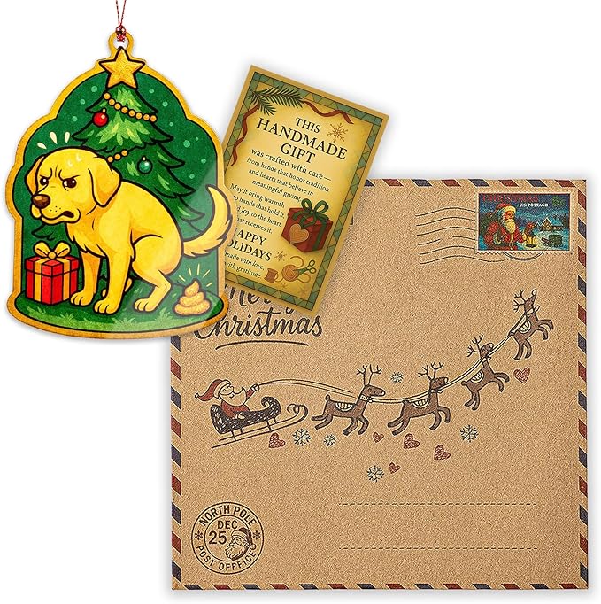 Funny Christmas Ornaments - Funny Gag Gifts - Santa Ornament - Raunchy - Unique Christmas Ornaments - Suncatcher Effect Window Hanging - car Hanging Accessories RUSATEN Labradorgag 1