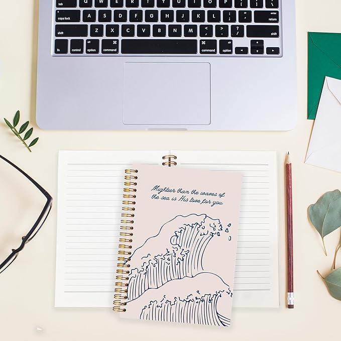 BearCake Mental Health Journal Notebook- Mightier Than The Waves,motivational gifts,Journal,motivational journals for women,Spiral Notebook 5.5x8.3