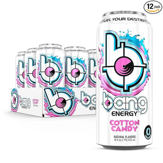 Bang Energy Cotton Candy, Sugar-Free Energy Drink, 16-Ounce (Pack of 12)