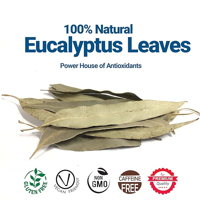 Akshit Eucalyptus Tea Bags, Dried Eucalyptus Leaves, Te De Hojas De Eucalipto, Herbal Tea, Sugar Free, Vegan, Caffeine Free, Non-GMO. Refreshing & Mint Tea Flavor.