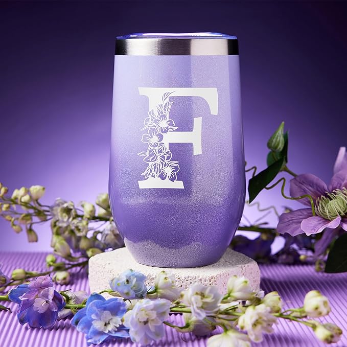 Gifts for Women, Self Care Gifts, Thinking of You, Get Well Soon Care Package with 20 oz Initial Tumbler, Unique Christmas Birthday Mothers Day Spa Gift Box Basket for Her Sister Best Friend Mom (F)