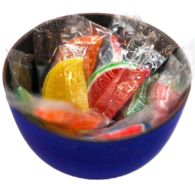 DM Sweets Assorted Wrapped Fruit Gel Slices - 1 lb of Orange Watermelon Cherry Blue Raspberry Lemon Lime Fresh Sugar Sanded Candy, Red