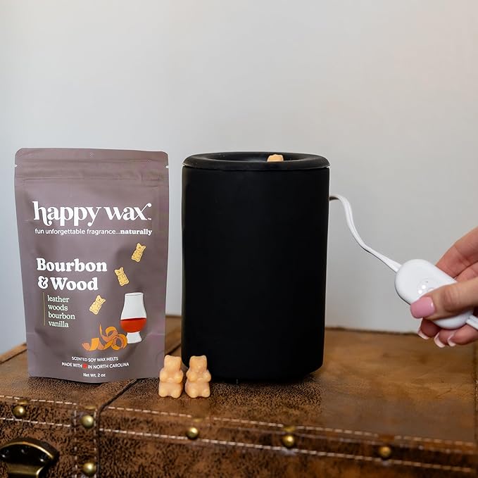 Happy Wax Bourbon & Wood Scented Bear Wax Melts - Natural Strong Scented Fall Wax Melts Infused w/Essential Oils - Non Toxic Wax Melt & Pet Safe Wax Melts - (8 oz Pouch)