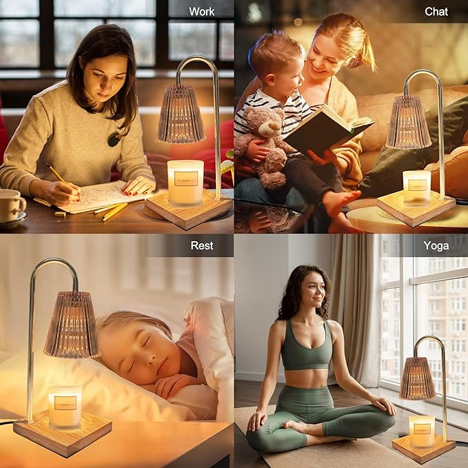 Candle Warmer Lamp Dimmable Wax Melt Warming Lamp with Timer Scented Wax Candle in Jar During Bathing & Yoga & Meditation with 2 Bulbs Home Decor Gift for Female (Dress)