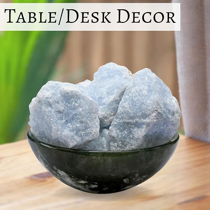 Amazing Gemstone Blue Calcite Crystal for Sleep Raw Crystals and Healing Stones, Natural Rocks for Tumbling - DIY Raw Stones and Crystals, 2 Pieces