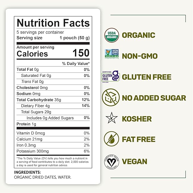 Happy Village Organic Soft Dried Pitted Dates On the Go – 3 Bags (15 Individual Portion Packs) | Healthy, Organic, Non-GMO, Vegan, Kosher, Gluten-Free Snack Packs